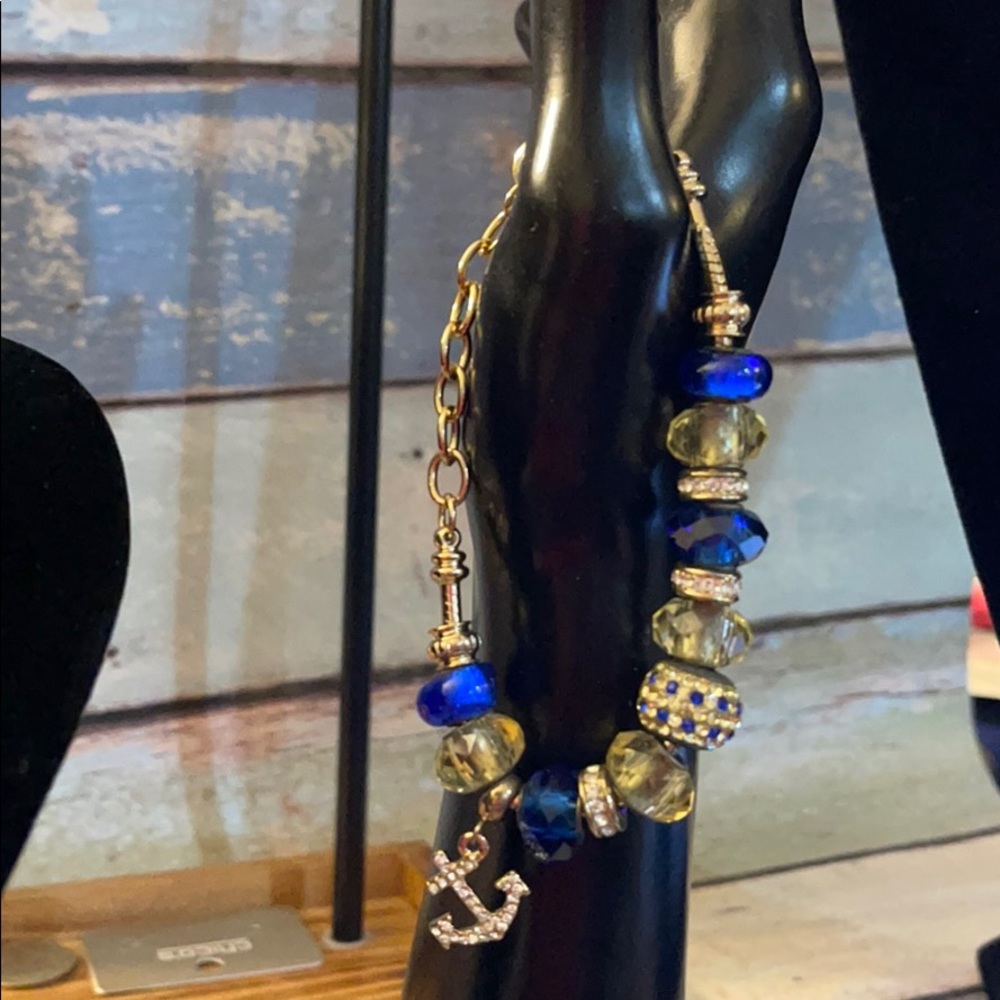 NWOT royal blue and charm bracelet with anchor.5